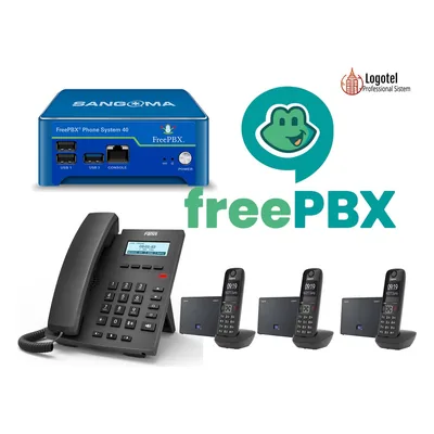 Centralino Voip Freepbx con 1 Telefono Fisso e 3 Cordless