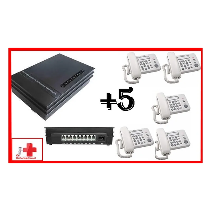 KIT CENTRALINO DIGI 2 LINEE 5 TELEFONI